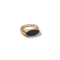 mens gold look and black oval ring black