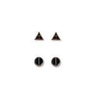 mens multi black enamel inlay earrings 2 pack multi