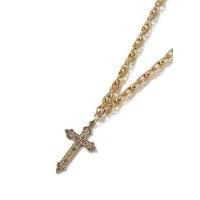 Mens Gold Cross Chain Necklace*, GOLD