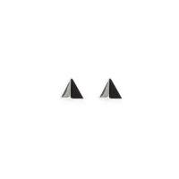 mens silver look and black triangular stud earrings black