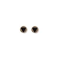 mens gold look and black triangle stud earrings black