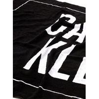 Mens Black CALVIN KLEIN Logo Beach Towel, Black