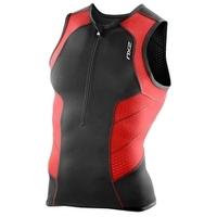 mens perform tri singlet black and scarlet