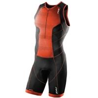 Mens Perform Front Zip Trisuit - Desert Red Print and Black