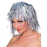 Metallic Silver Cyber Tinsel Wig