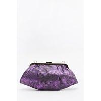 Metallic Mock Croc Clutch Bag