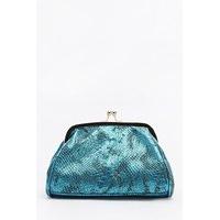 Metallic Mock Croc Clutch