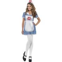 Medium Blue Naughty Nurse Fancy Dress Costume.