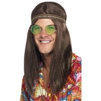 Mens Hippie Kit Headband Glasses & Necklace