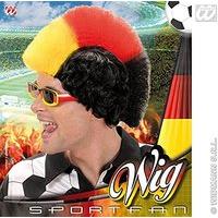 mens supporter man black red yellow wig for hair accessory fancy dress