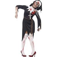 Medium Black Women\'s Zombie Bloody Sister Mary Fancy Dress Costume.