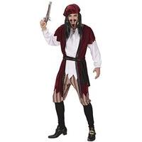Mens Caribbean Pirate Burgundy Costume Medium Uk 40/42\