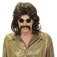 Mens 70s Man & Moustache - Brown Wig For Hair Accessory Fancy Dress