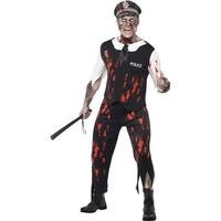 medium black mens zombie policeman fancy dress costume