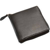 Men?s Zip-Up Leather Wallet with RFID Protection, Black, Leather