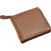 Men?s Zip-Up Leather Wallet with RFID Protection, Tan, Leather