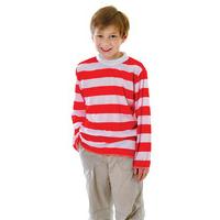 medium red white striped boys costume top