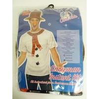 Mens Snowman Instant Kit Printed T-shirt Hat Carrot Nose Fancy Dress Costume