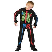 Medium Boys Skeleton Costume With Multi-coloured Bones