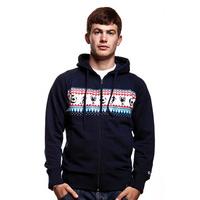 Mens Nordic Knit Zip Hooded Sweater // Navy Blue 70% cotton/30%