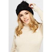 Metallic Pom Beanie Hat