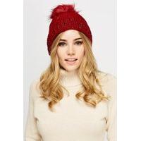 Metallic Pom Beanie Hat