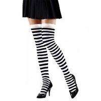 Medium Black & White Striped Over The Knee Socks