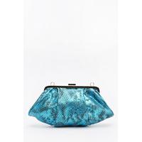 Metallic Mock Croc Clutch Bag