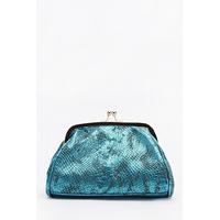 Metallic Mock Croc Clutch