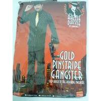 Medium Black & Gold Mens Pinstripe Gangster Suit