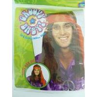 mens hippy wig glasses medallion headband kit