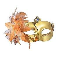 Metallic Gold Eyemask With Flower Mardi Gras Masks Eyemasks & Disguises For