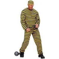 Mens Convict S Yellowithblack Costume Large Uk 42/44\