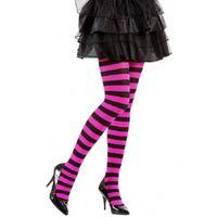 Medium Black & Pink Striped Ladies Pantyhose