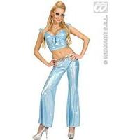 Medium Blue Ladies Holographic Sequin Pants