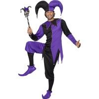 Medium Purple & Black Men\'s Medieval Jester Costume