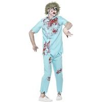 Mens Blue Zombie Dentist Halloween Fancy Dress Costume