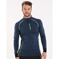 Mens HH Warm Flow High Neck Half Zip - Deep Blue