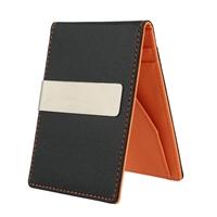 mens money clip faux leather slim wallet id credit card holder