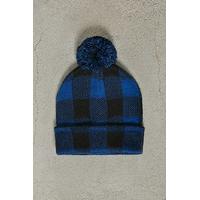 Men Check Pom Pom Beanie