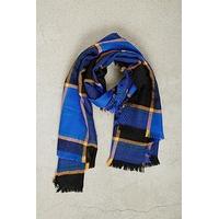 Men Check Woven Fringe Scarf