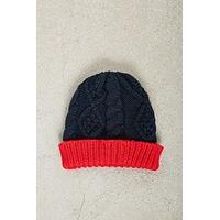 Men Two-Tone Cable Knit Beanie