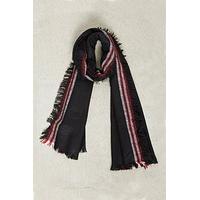 men stripe woven fringe scarf