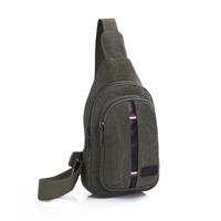 Men Crossbody Sling Chest Bag Canvas Striped Military Casual Travel Messenger Shoulder Bag