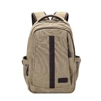 Men Canvas Backpack Shoulder Bag Zipper Casual School Bag Rucksack Handbag Laptop Travel Bag Black/Khaki