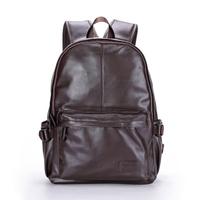 Men Leather Backpack PU School Bag Laptop Backpack Hiking Travel Bag Black/Brown