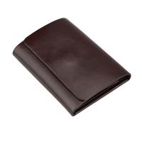 Men Money Clip Wallet Genuine Leather Short Card Holder Trifold Magnet Business Mini Wallet Coffee/Brown
