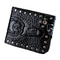 Men Wallet PU Leather Crocodile Emboss Rivet Snap Button ID Credit Card Holder Case Cash Clip Black/Coffee/Brown