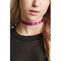 metallic faux leather choker