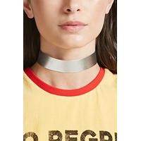 metallic faux leather choker